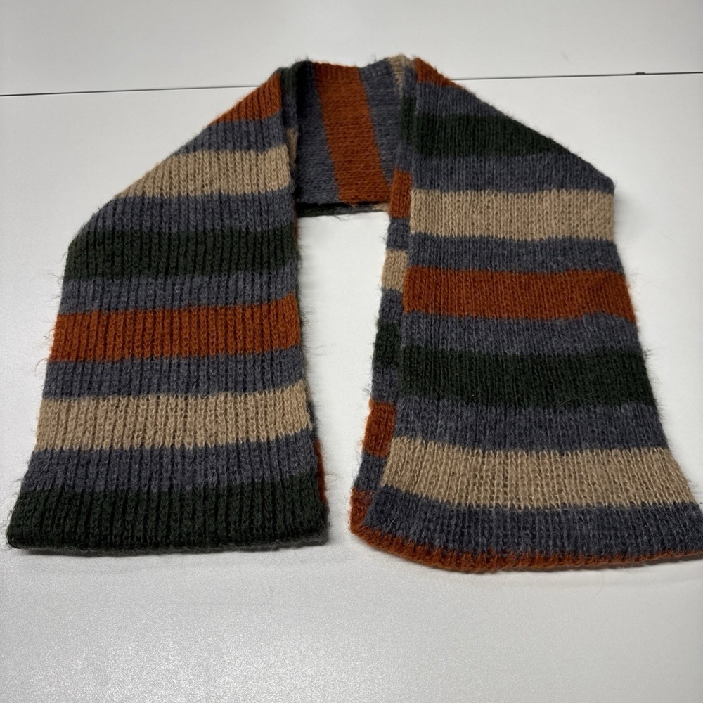Wooden Ships Infinity Scarf Mohair Wool Blend Earth-toned Palette Striped Boho
